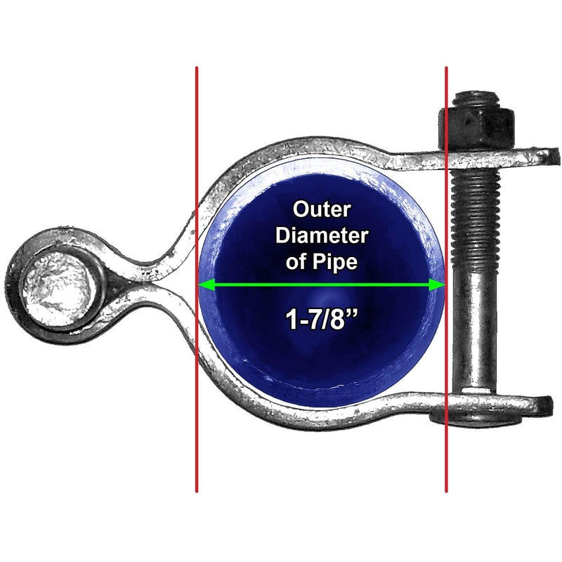 Jake Sales 1-7/8"" Chain Link Fence Gate Post Hinge - Use for 1-7/8"" Outside Diameter Post/Pipe - Galvanized Chain Link Post Gate Hinge - Nut/Bolt Included for Hinge - Image 2
